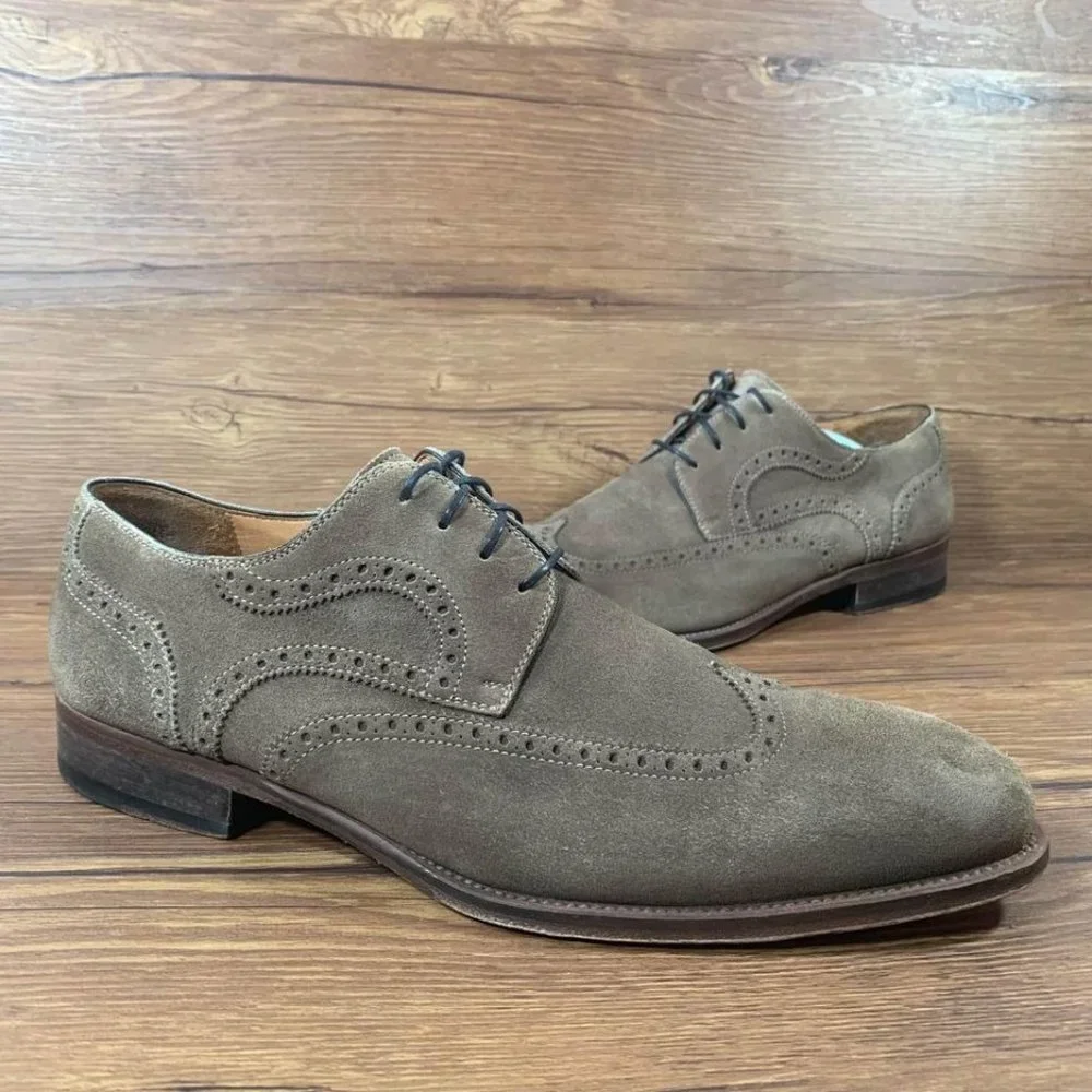 Magnanni Suede Wingtips Dress Shoes Men’s Size 12 Gray